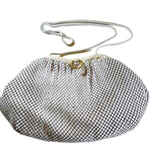 Vintage La Regale LTD Metal Mesh shoulder evening bag in white.